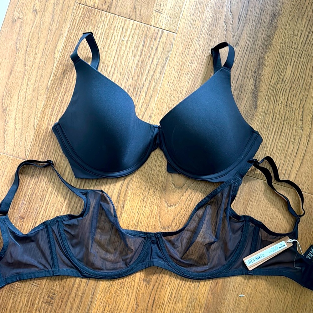 LOT OF 2 SKIMS Black Underwire Bras 32DDDD